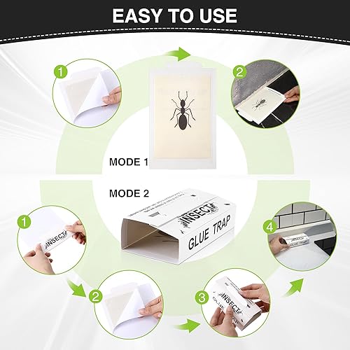 Miniatura 5 de Qualirey Trampas para insectos para interiores, con aroma a mantequilla de maní mejorada, 10 piezas más grandes para insectos, hormigas, arañas,