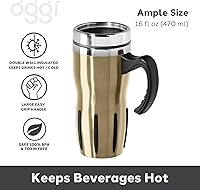 Vista 15 de Oggi Multigrip Stainless Steel Thermal Travel Mug - 16oz, with slide open lid for hot and cold beverages.