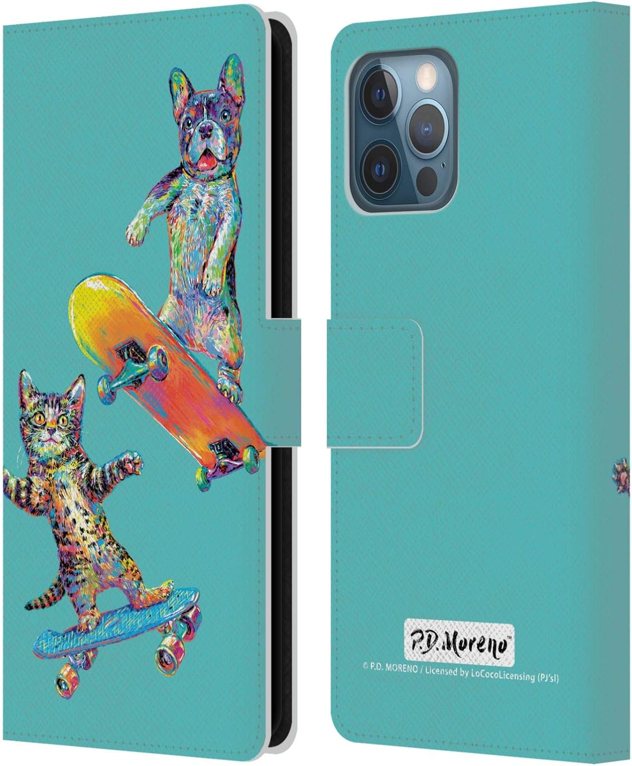 Head Case Designs Officially Licensed P.D. Moreno Couple Skateboard Fun Love Leather Wallet Case Compatible with Apple iPhone 12 Pro Max