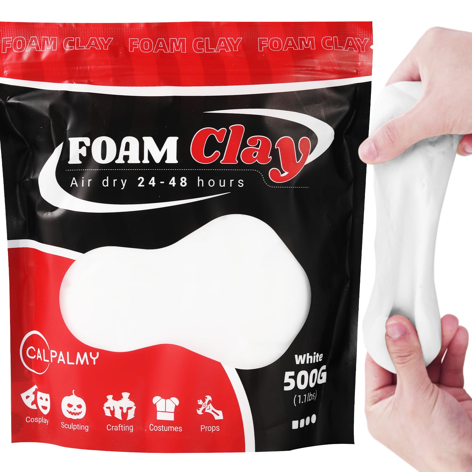 CALPALMY Air Dry Clay (1.1lbs Bag) - White Moldable Foam Clay for Cosplay - Airdry Soft Clay for Kids and Adults - Perfect Modeling Clay for Crafts, Sculpting, and Artistic Projects