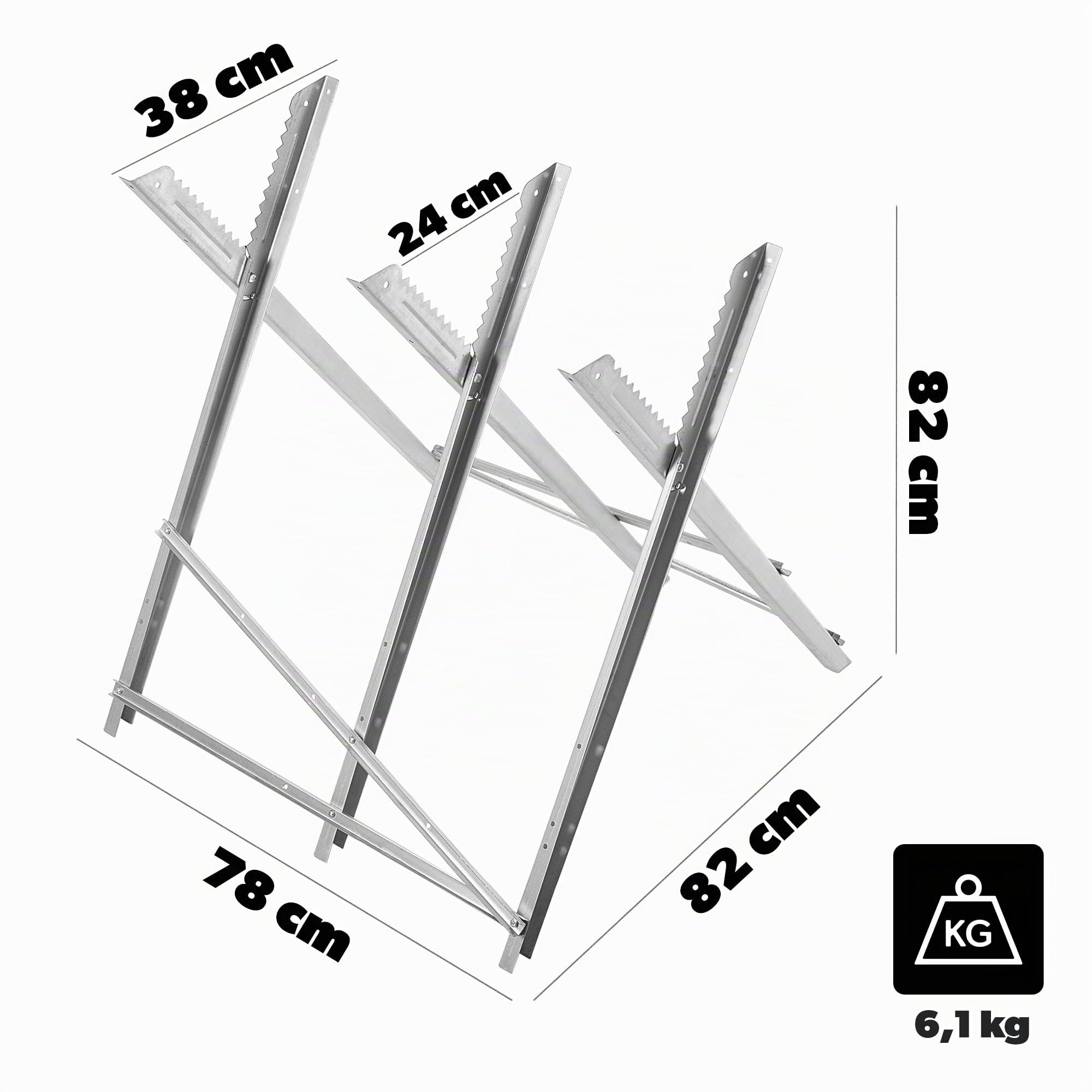 KADAX Caballete para motosierras, caballete plegable de madera de acero, caballete de madera plegable con capacidad de carga de hasta 150 kg, estructura para cortar leña, caballete plegable