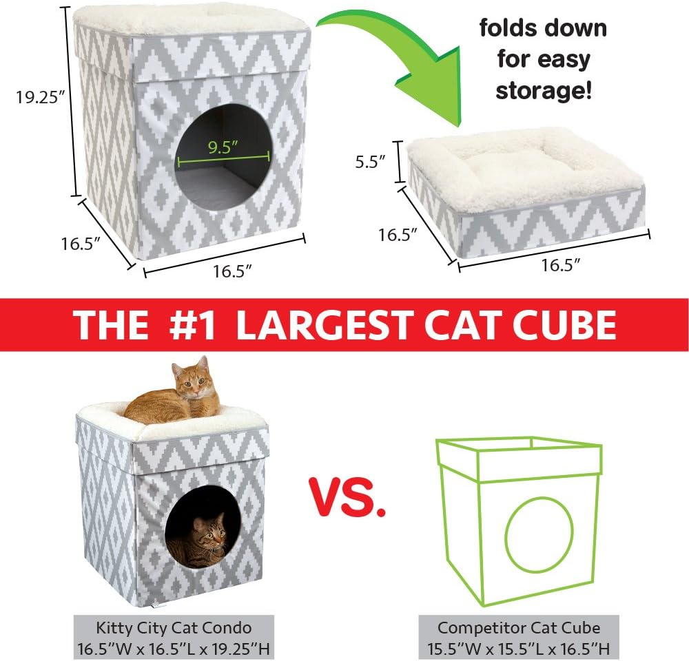 Kitty City Large Cat Bed, Stackable Cat Cube, Indoor Cat House/Cat Condo, Cat Scratcher : Pet Supplies