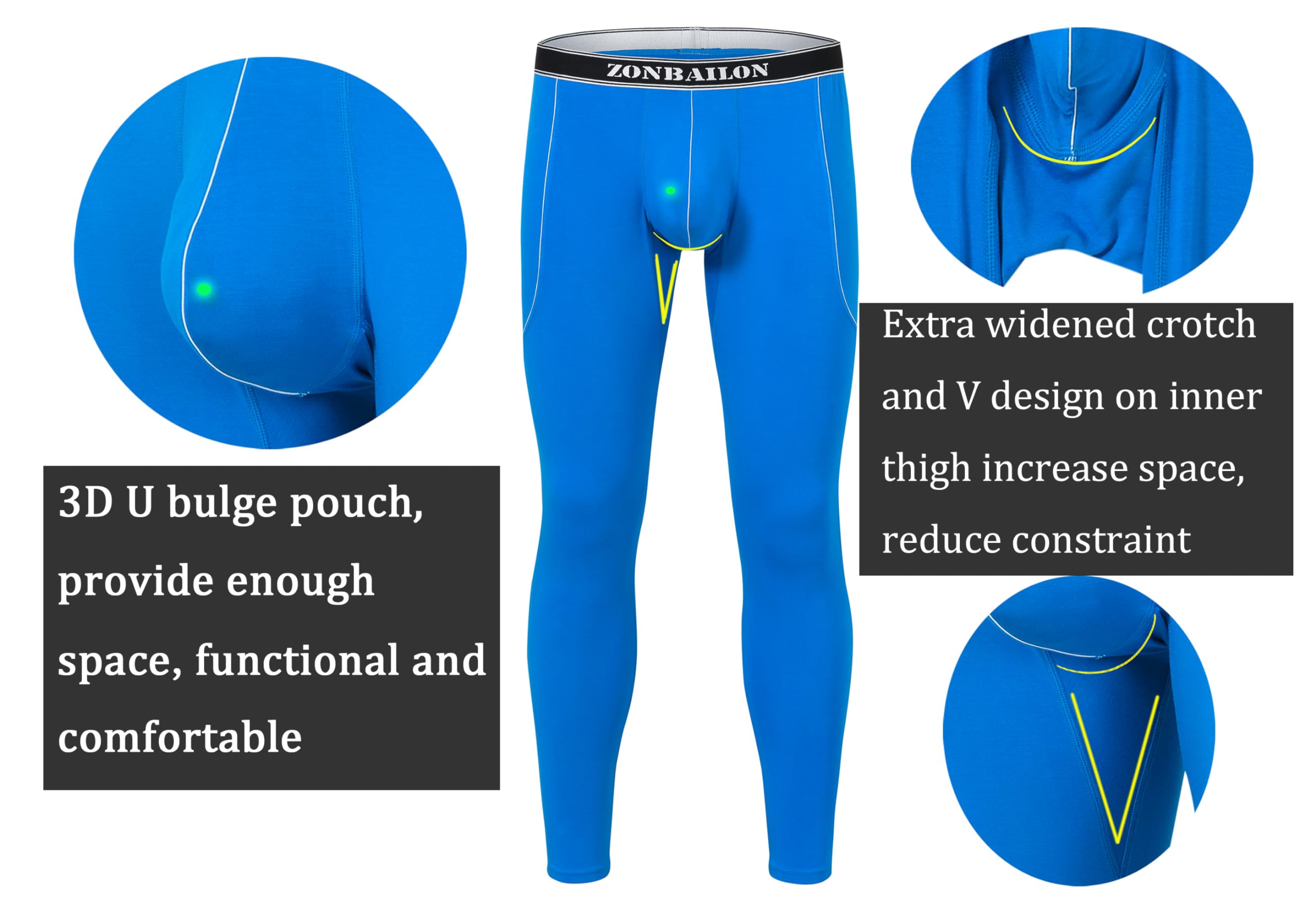 SUMABA Lange Unterhose für Herren, Thermounterwäsche, Größe M-2XL