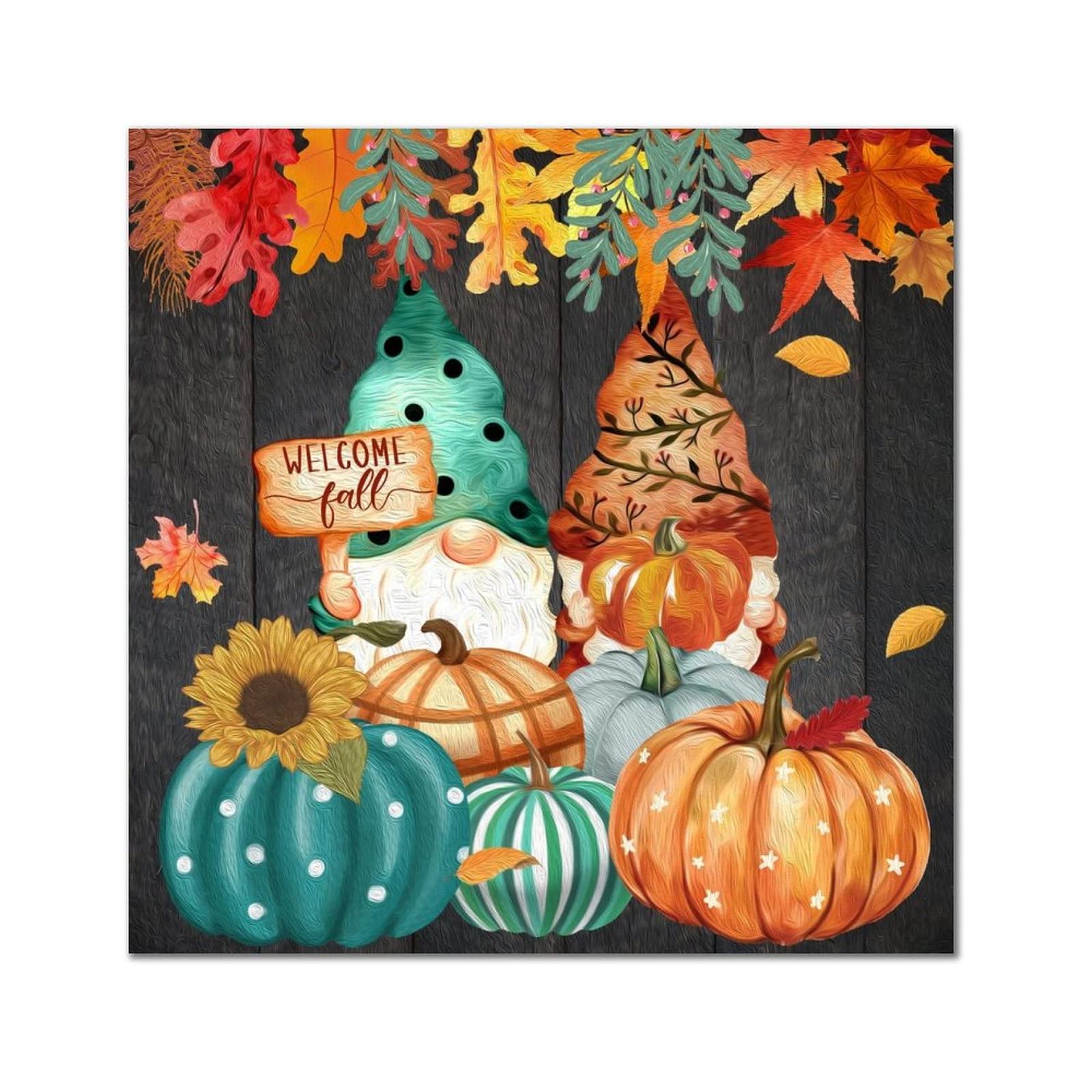 Plaque murale en bois decoration salon cuisine Welcome Fall Nain d'automne 35cm