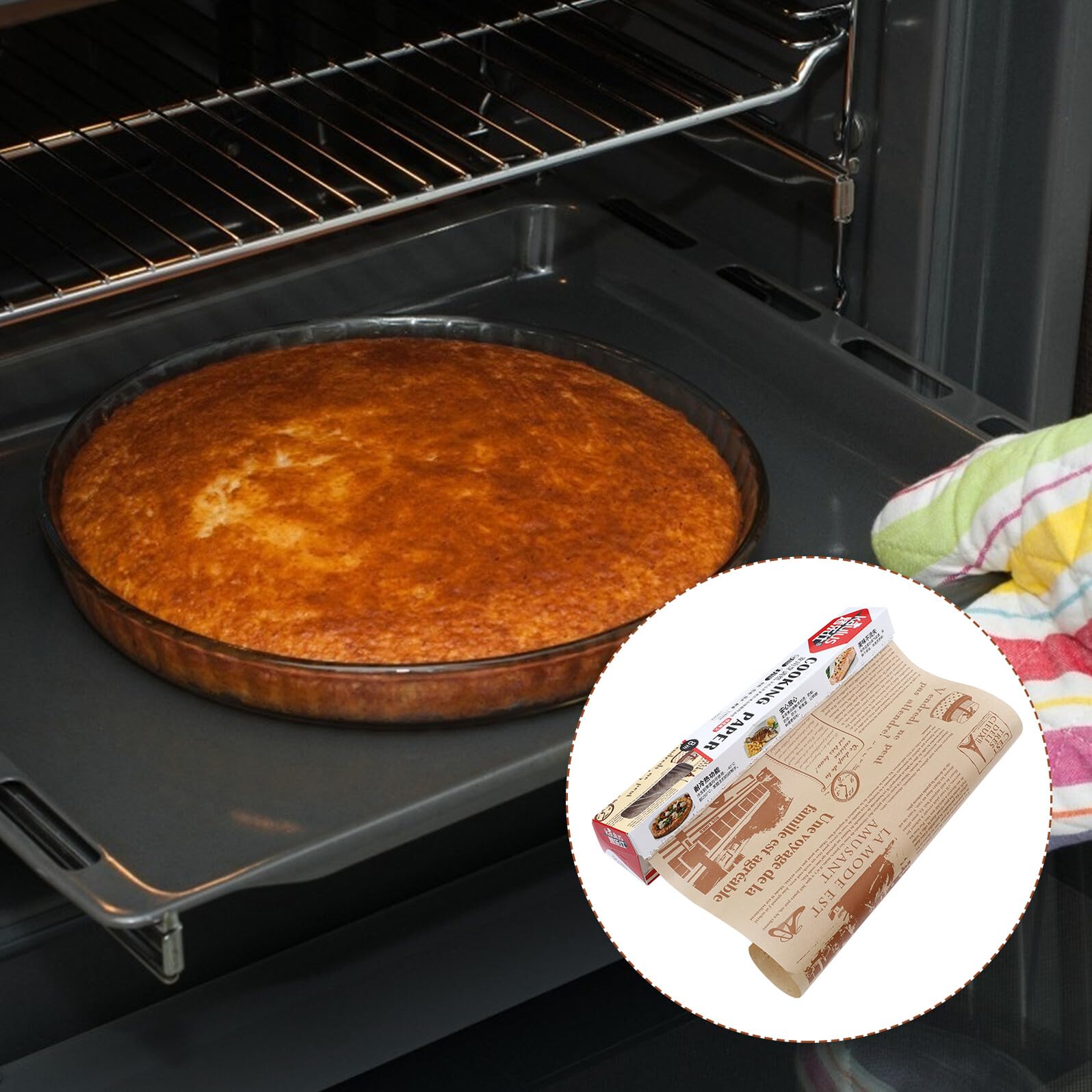 Papel para Hornear Antigrasa de 2 Rollos Marrón, Herramienta de Cocina para Mantener la Integridad de Alimentos y Evitar Contacto Superficies en Cocina Casera