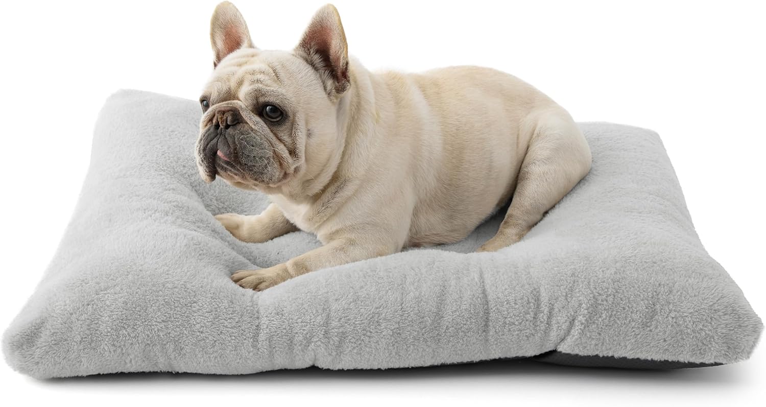 Bedsure Washable Dog Bed Medium Size Dog, Comfort Fluffy Plush Pillow Bed Crate Pad, Non-Slip and Machine Washable Kennel Pet Sleeping Mat, 29"x21", Gray 29"L x 21"W x 3"Th (M) Gray