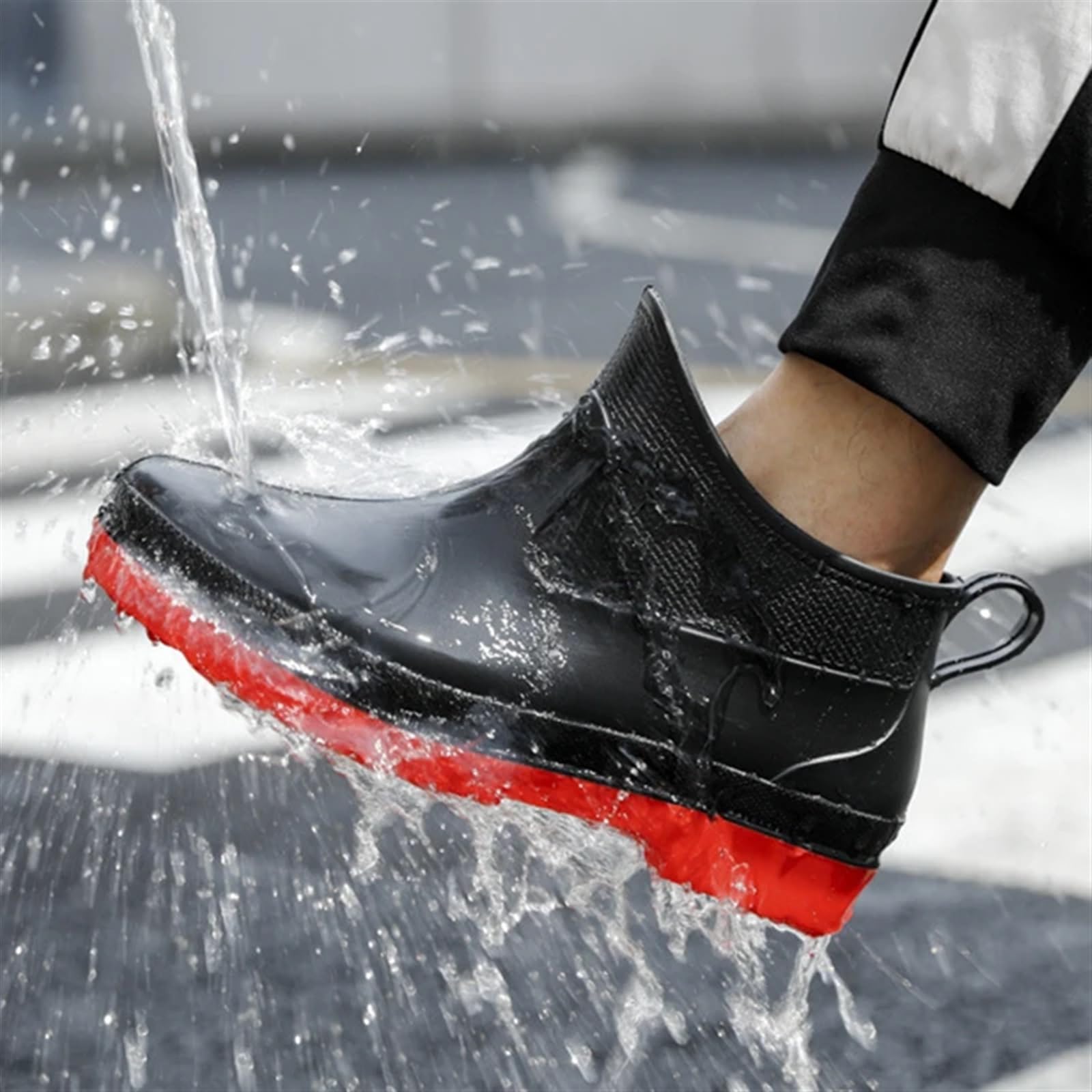 Scarpe da pioggia per uomo Stivali da pioggia in gomma, stivali impermeabili alla caviglia, lavoro uomo