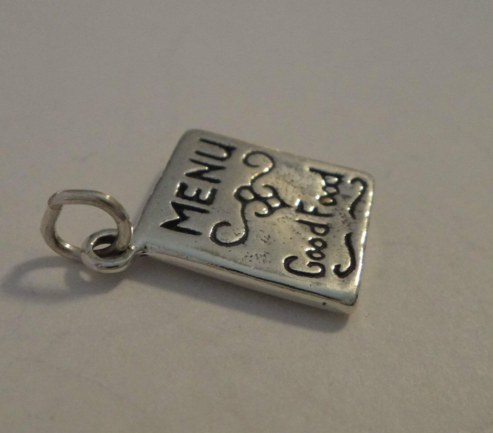 Wholesale Charms Sterling Silver 16x12mm Restaurant Menu says Good Food Charm