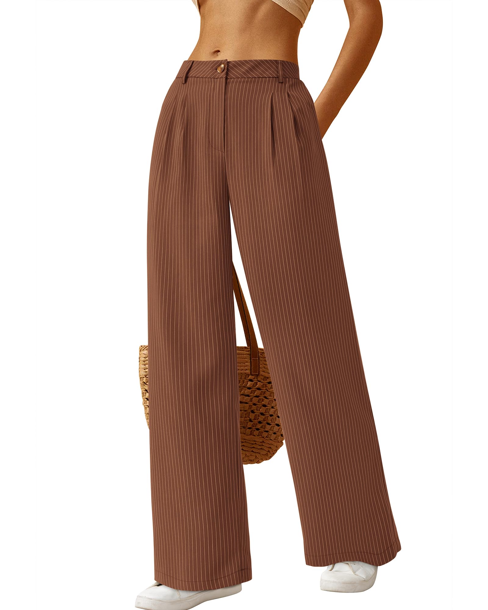 BTFBM Women Striped Dress Pants 2025 Spring Business Casual Outfits Wide Leg Long Palazzo Pants Work Office Trousers