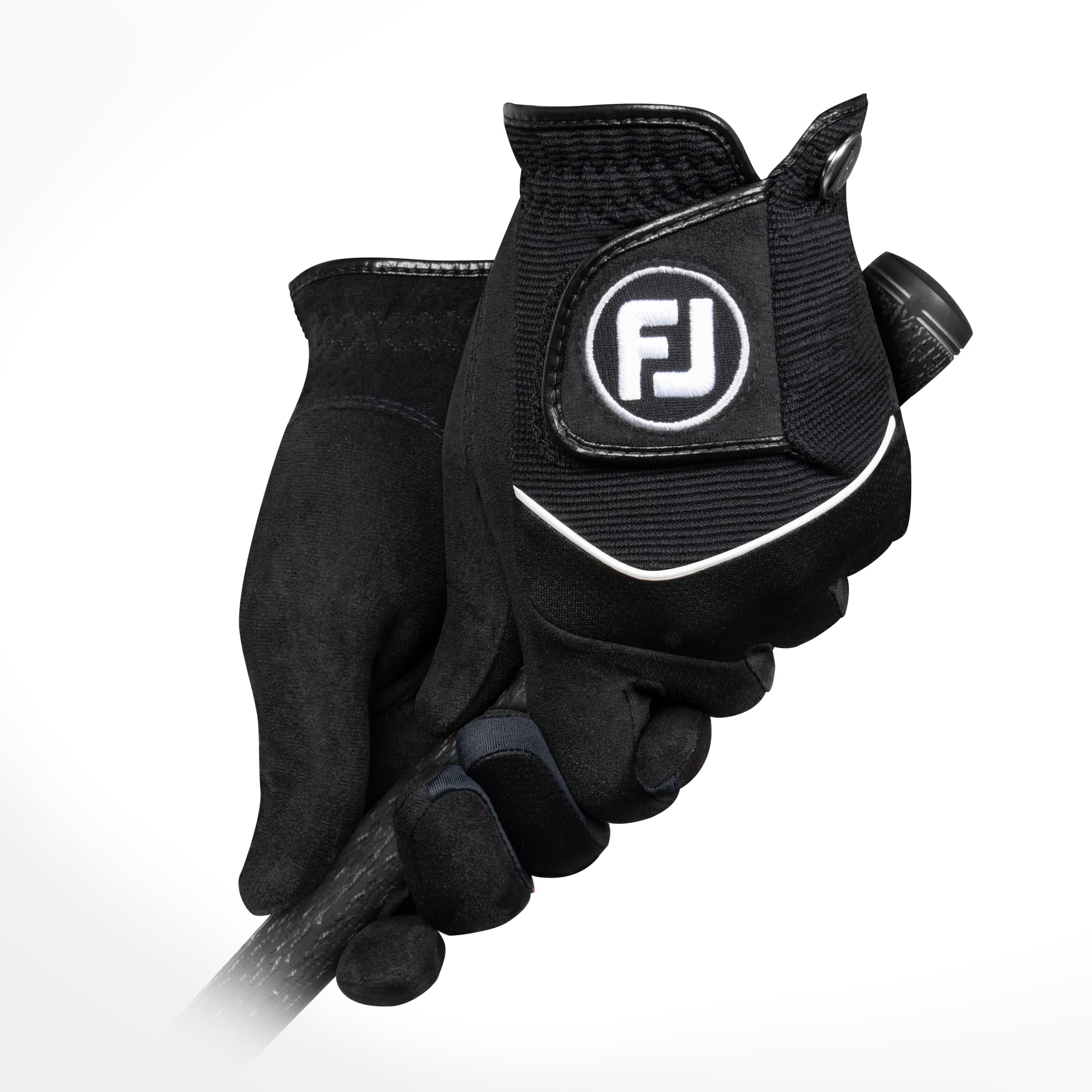 FootJoy RainGrip - Guantes de golf para hombre, color negro, talla M, par