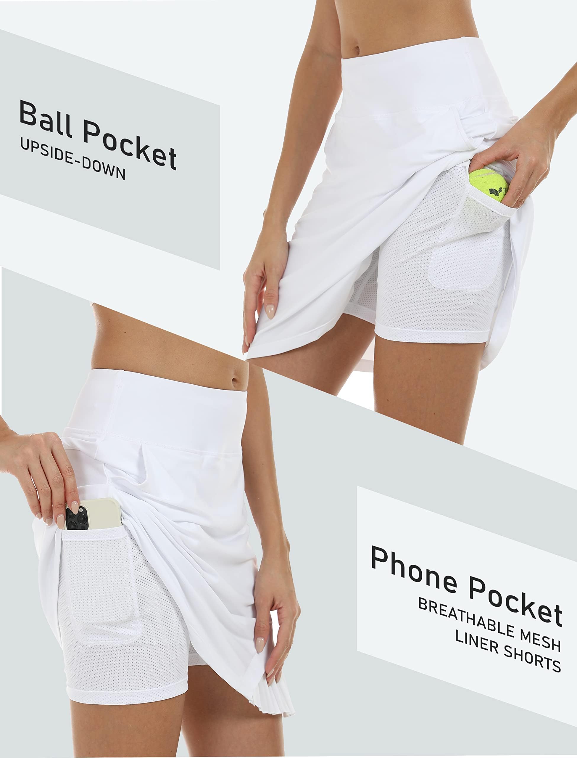 MoFiz Jupe Tennis Femme Élégant Taille Elastique Jupe Solide été Jupes avec Poche Skort