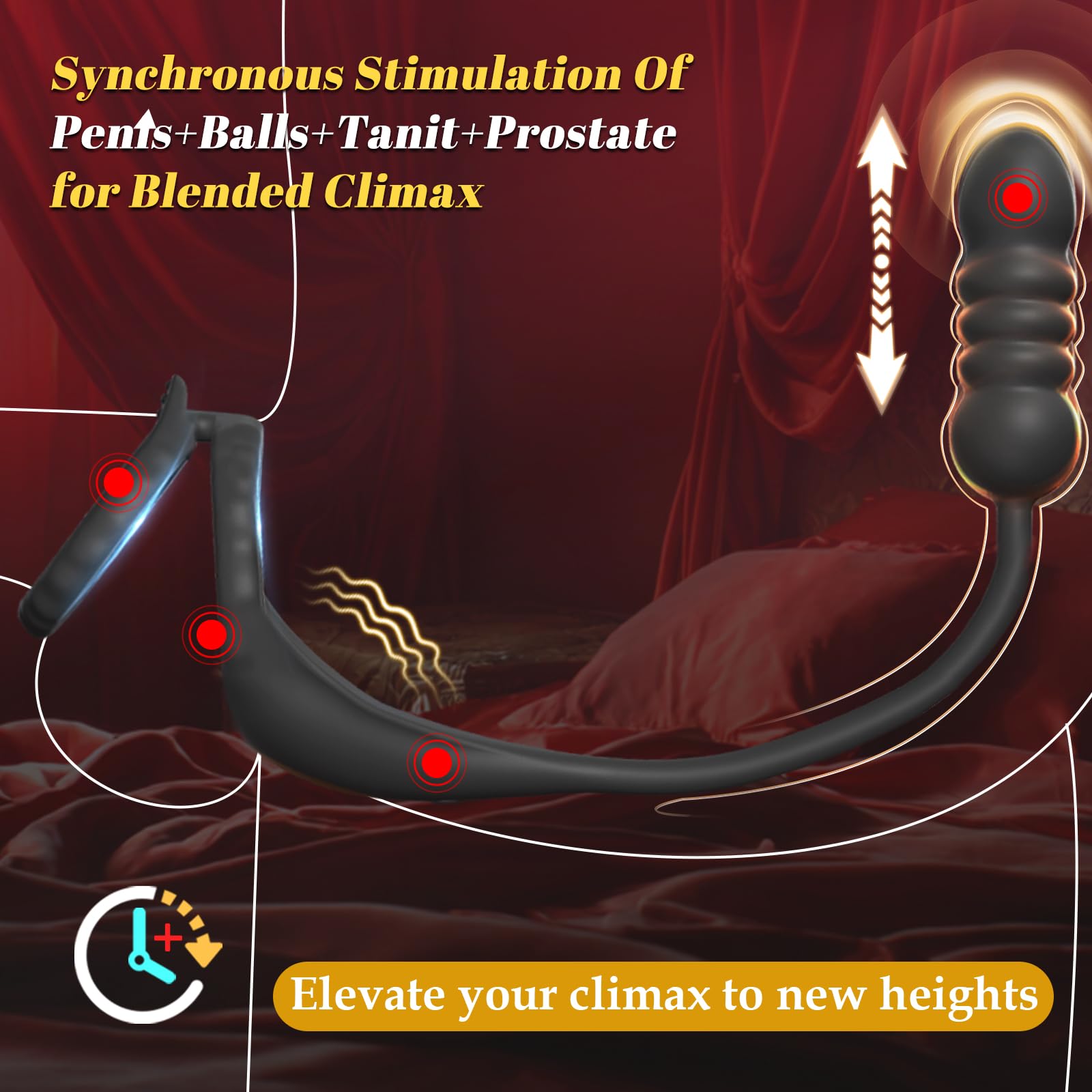 Vibrating Cock Ring Taint Stimulator with Mini Bullet, Remote Control Anal Butt Plug Prostate Massager Penis Ring Male Vibrators for Men Pleasure Sex Toys for Adult Couples: Blackthrusting