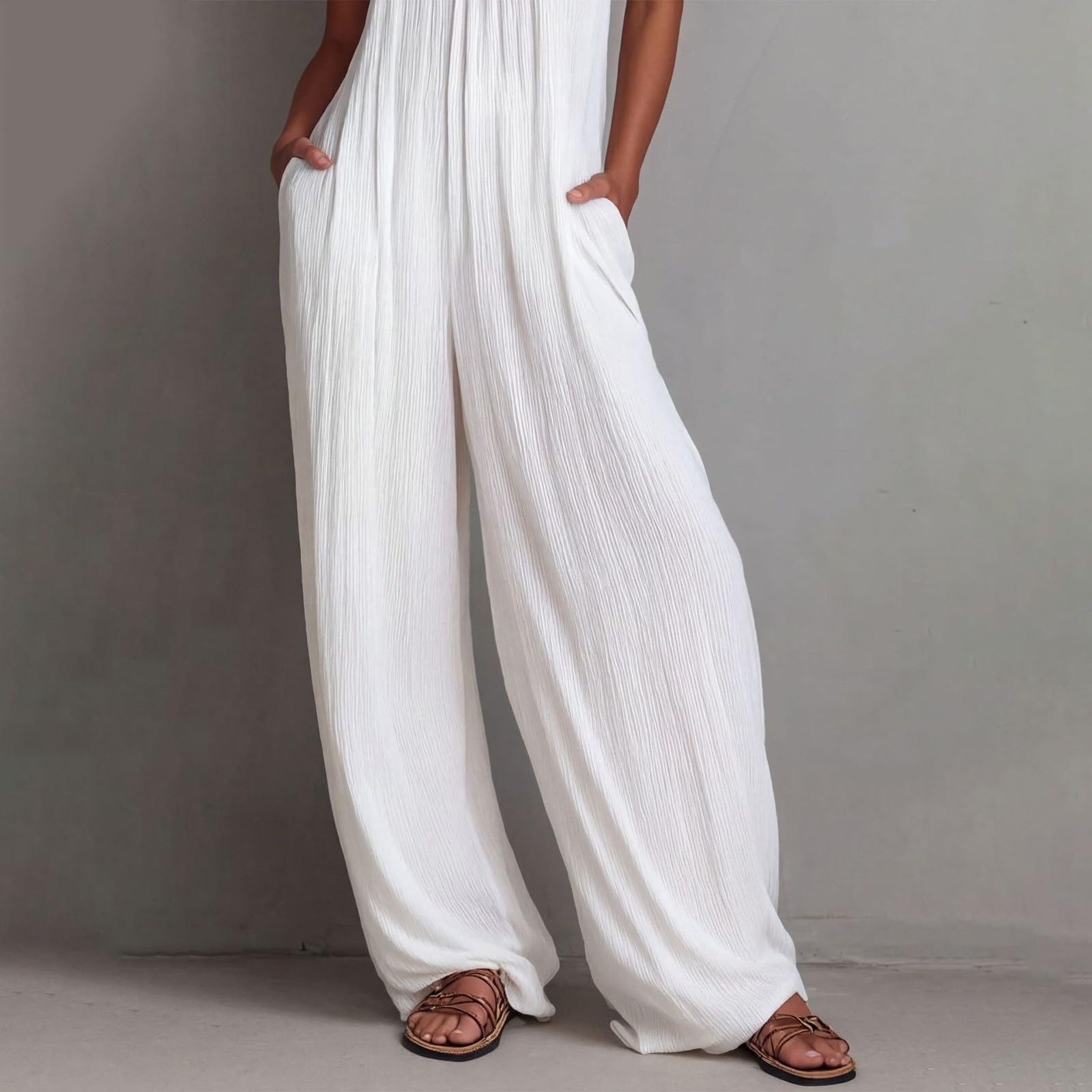 Traje de pantalón para mujer, elegante, festivo, con cuello halter y