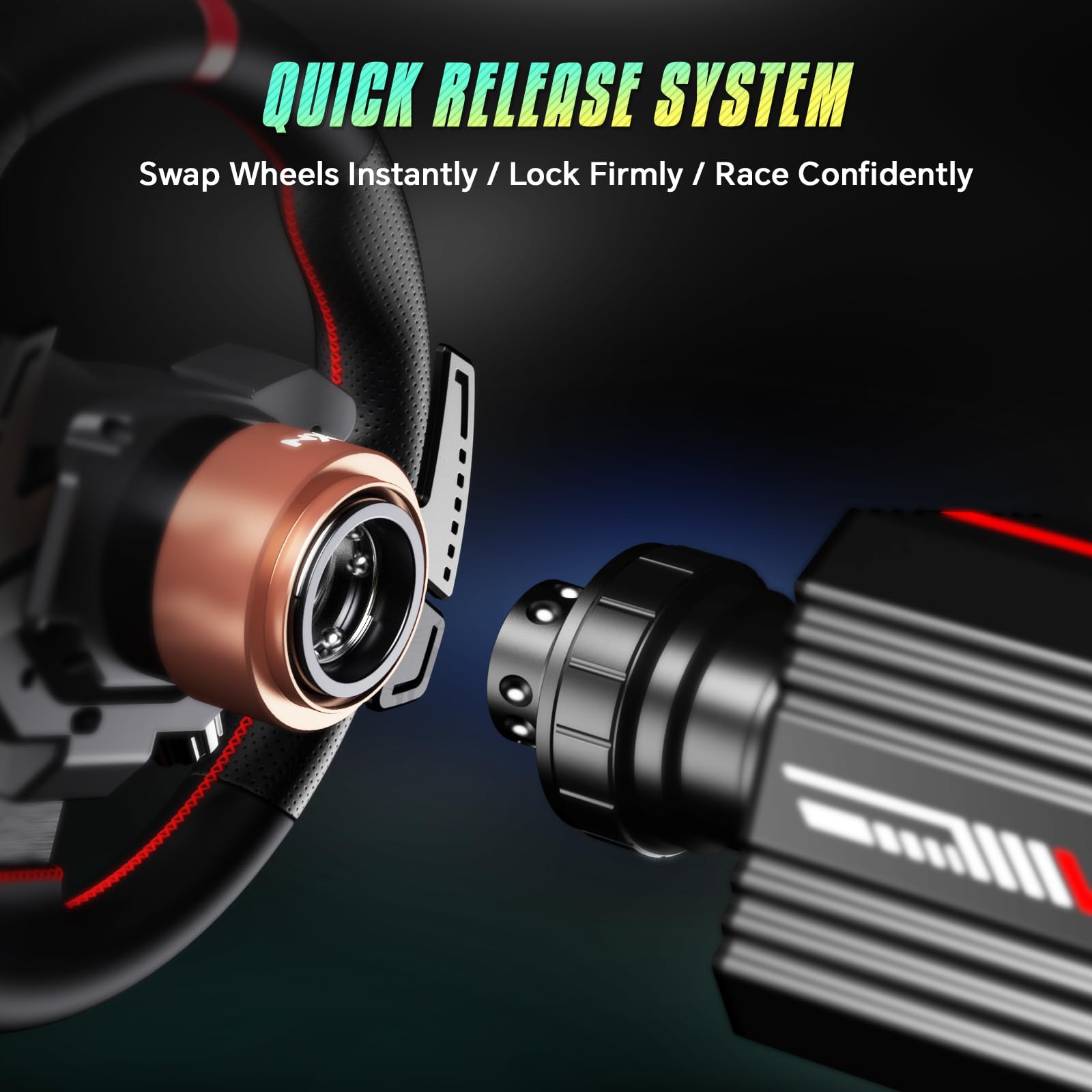 PXN VD4 Direct Drive Gaming Lenkrad Bundle – 4Nm Force Feedback Servo-Motor Basis mit Schnellverschluss, 11” W AS Rennlenkrad, Modulare Hall-Effekt Metallpedale, Tischklemme – für PC Windows 7–11
