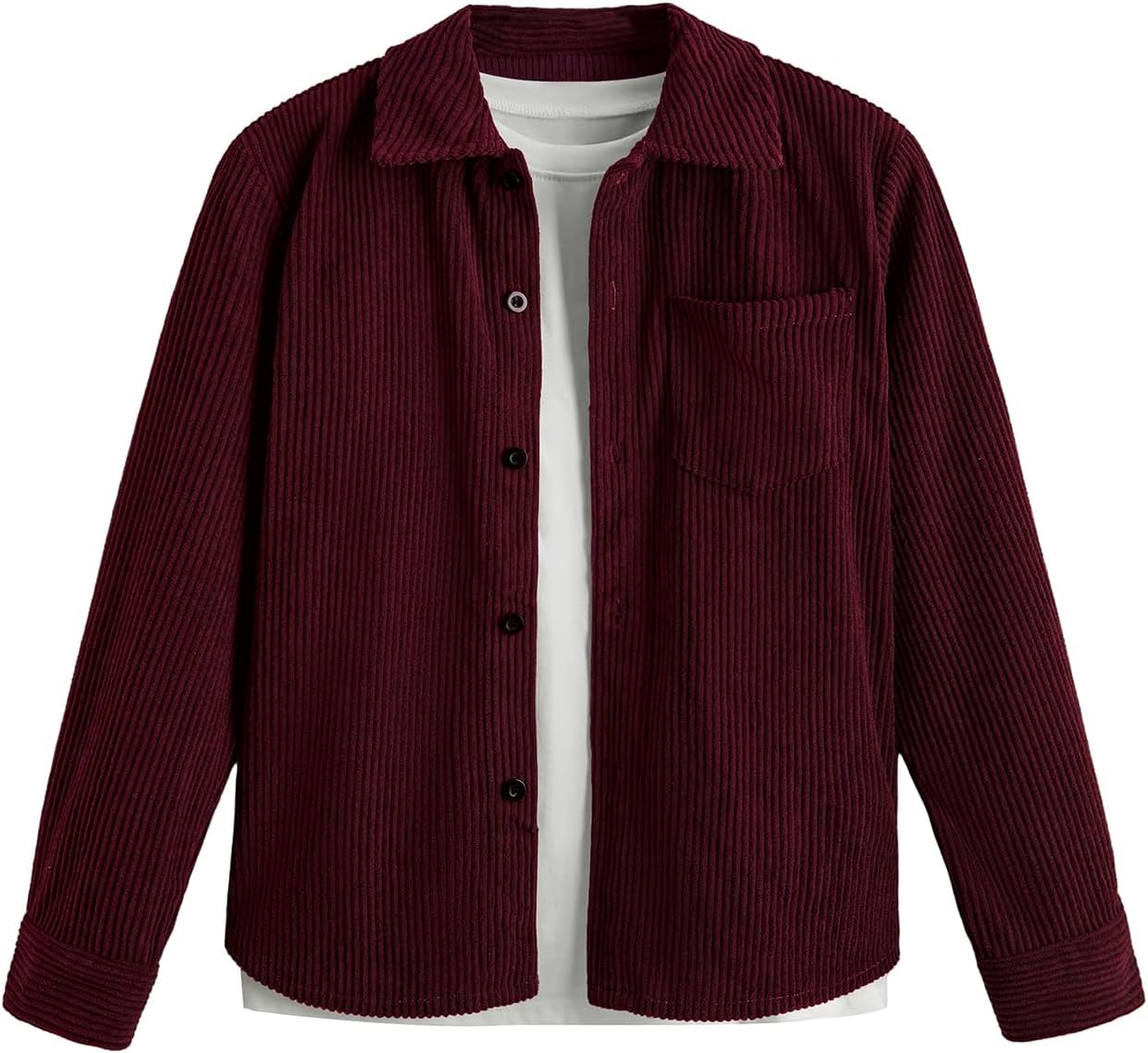 Verdusa Boy's Button Down Shirt Long Sleeve Lightweight Corduroy Shirts