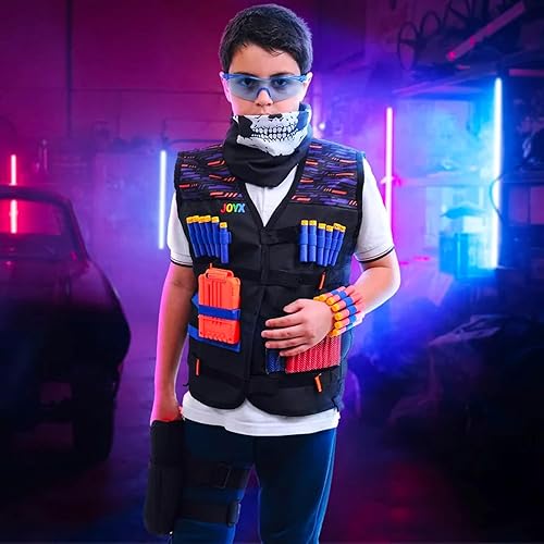 Miniatura 2 de JoyX Kit de chaleco táctico compatible con pistolas Nerf para niños, serie N-Elite con 40 dardos de espuma para pistola, equipo de acción