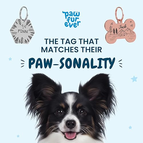 Miniatura 7 de PawFurEver - Placa de identificación personalizada para perro  Grabado oscuro  Variedad de diseños  Fabricada en Estados Unidos (color oro rosa,
