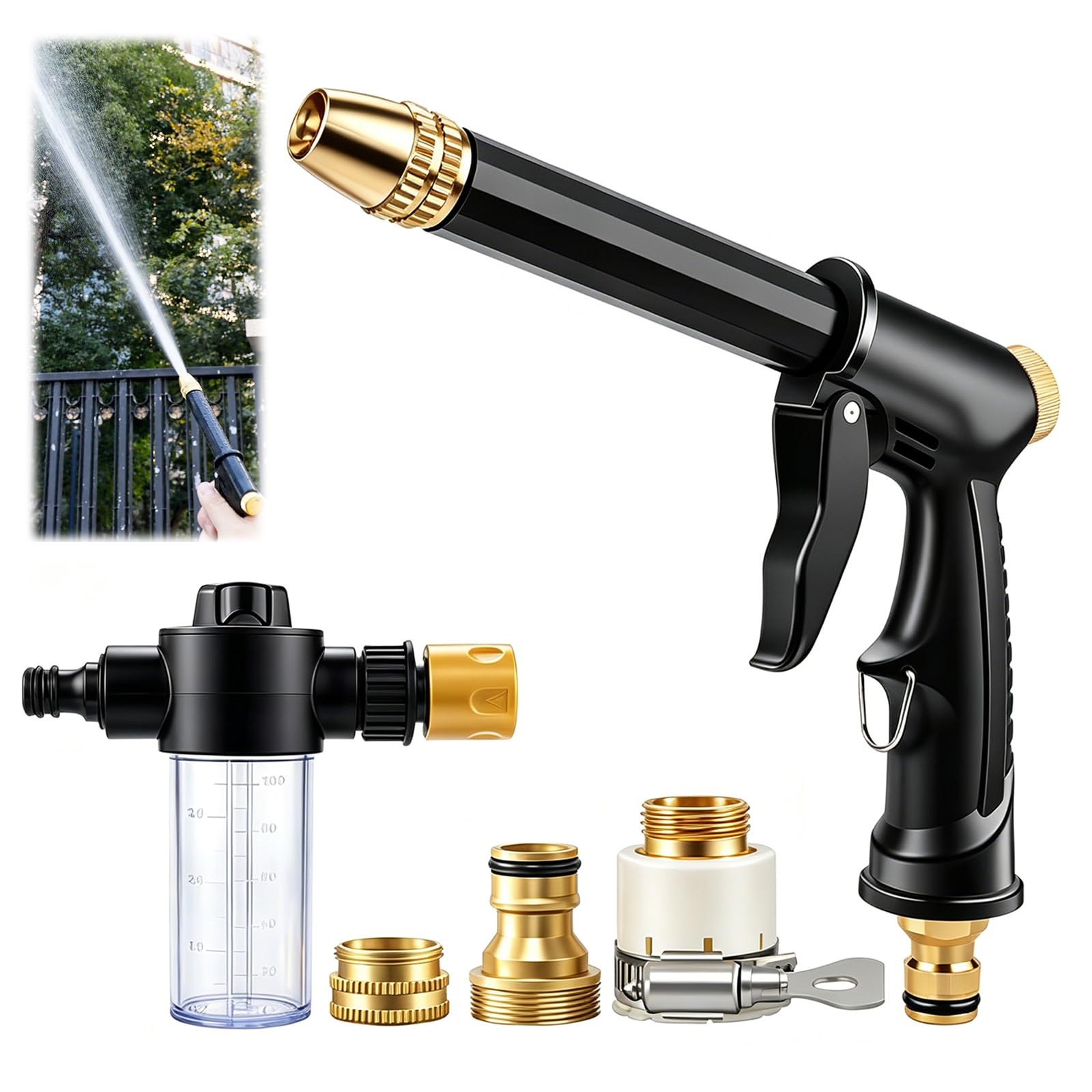 jet nozzle power washer for garden hose - 2026 new 3 mode pressure washer wand with soap dispenser and quick connectors for car washing patio driveway outdoor cleaning