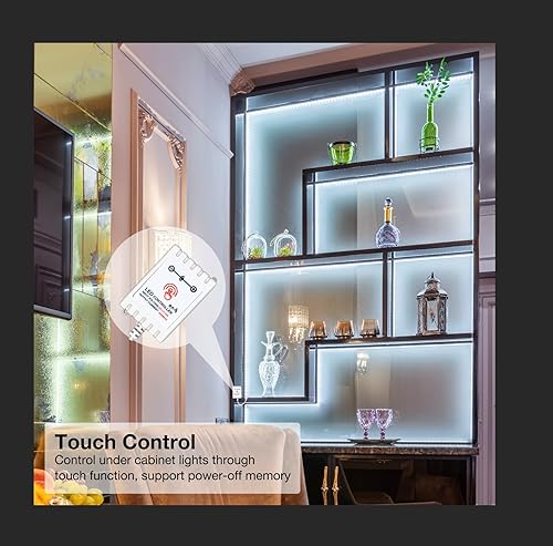 Miniatura 4 de DAYBETTER Kit de iluminación para debajo del gabinete, 6 tiras de luces LED con control remoto, regulador de intensidad y adaptador, regulables para