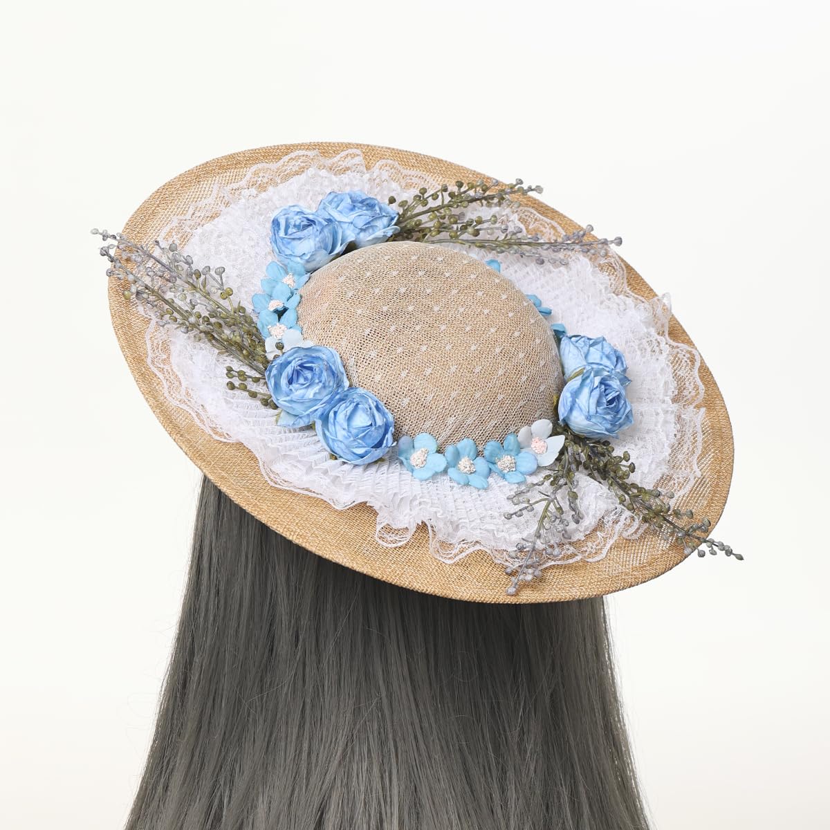 COSDREAMER Chapeau Victorien pour Femmes et Filles - Chapeau Plat Vintage à Fleurs