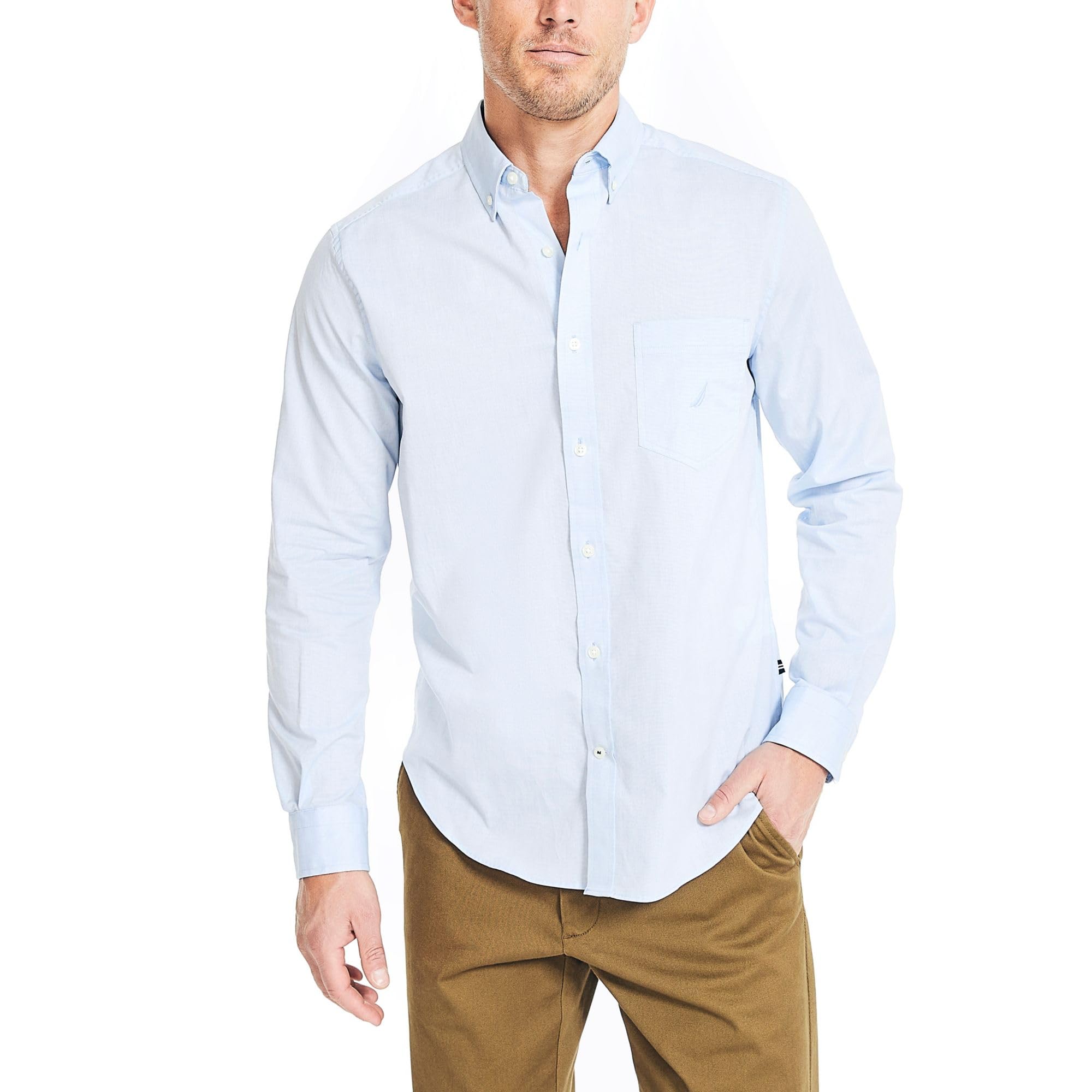 Nautica Sustainably Crafted Shirt, Light French Blue, XL