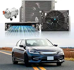Ar condicionado universal sob o painel 12 volts CC 10.000BTU, sistema automotivo de unidade A/C de 12 V, kit AC Underdash com compressor e condensador inversor de 20 CC, resfriamento apenas para
