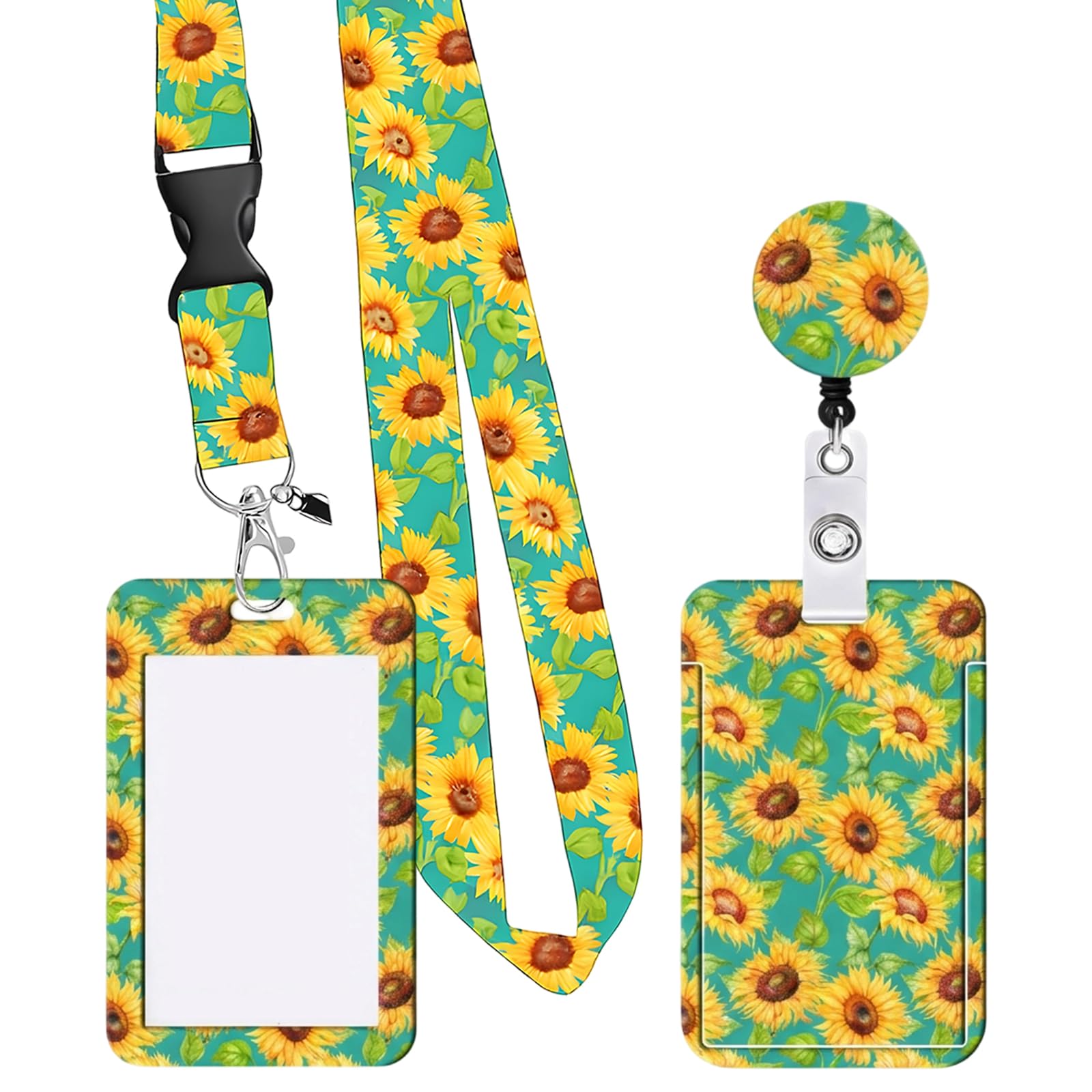 Sunflower Lanyard Hidden Disability Set, 1Pcs Card Holder and Lanyard, Hidden Disability Lanyards Suit for Public and Professional Places, Portable Retractable Badge Holder