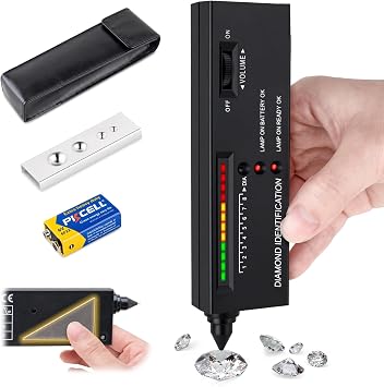 Diamond Tester Pen, High Accuracy Jewelry Tester, Battery Included, Gemstone-Only Detection - No Metal/Gold Testing, for Novice and Expert Gemologists