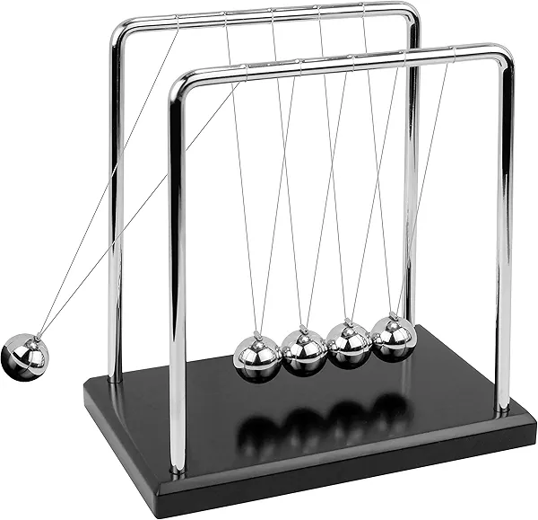Large Newton's Cradle - Sealive Office Desk Decorations - Science Fun & Stress Relief for Men - Helps with Thinking, Concentration and Calm Down for Office & Home