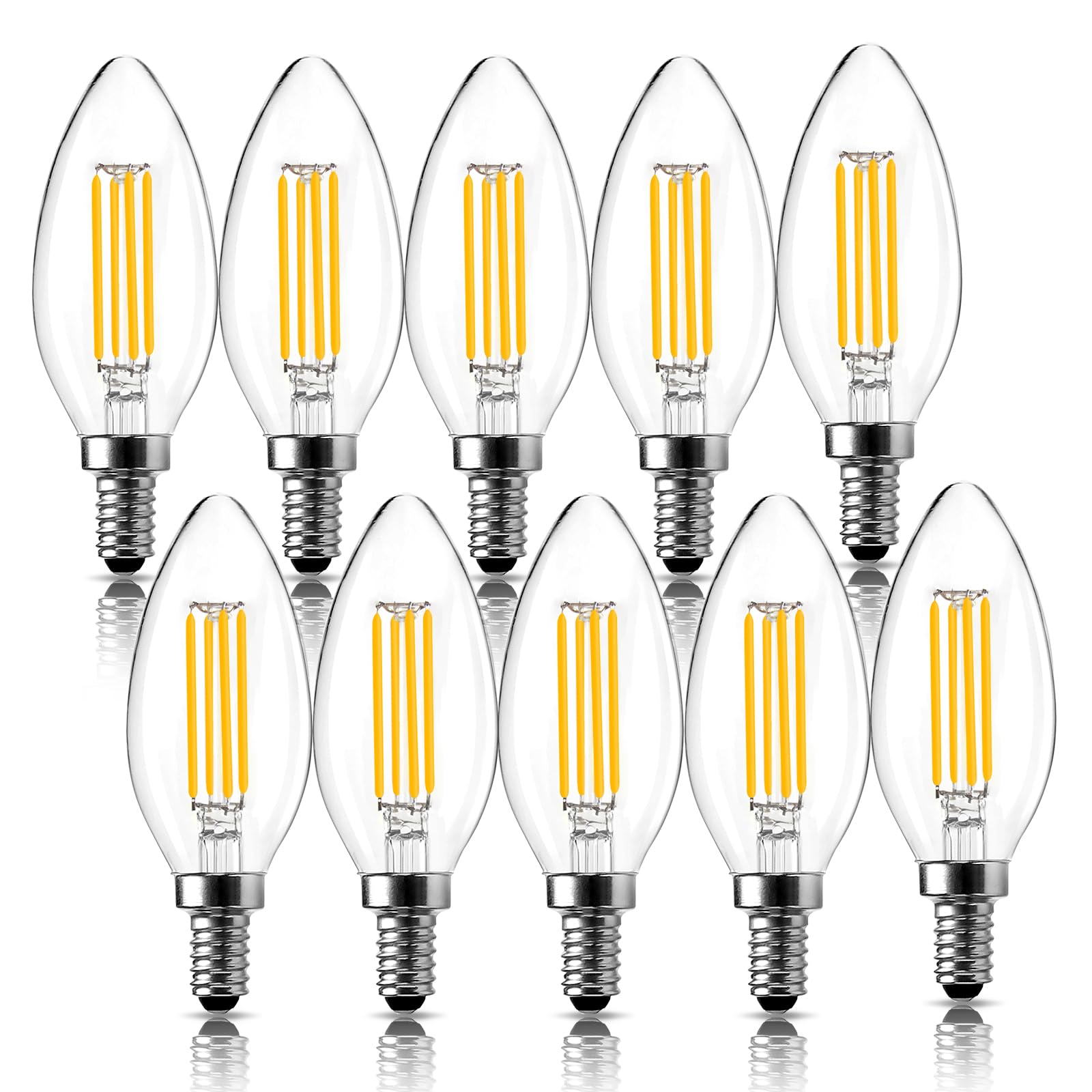 LangPlus+ E14 LED Light Bulb, Dimmable Candle Bulbs, 4W, 40W Equivalent Small Edison Screw SES E14 Bulb, Warm White 2700K