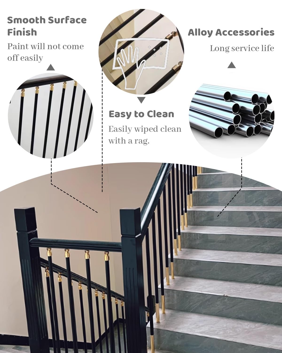 Zestaw regulowanych balustrad schodowych do użytku wewnątrz i na zewnątrz, łatwa instalacja, sprzęt, 13 balustrad na balkon, wysokość 85 cm, idealne do bezpieczeństwa w domu