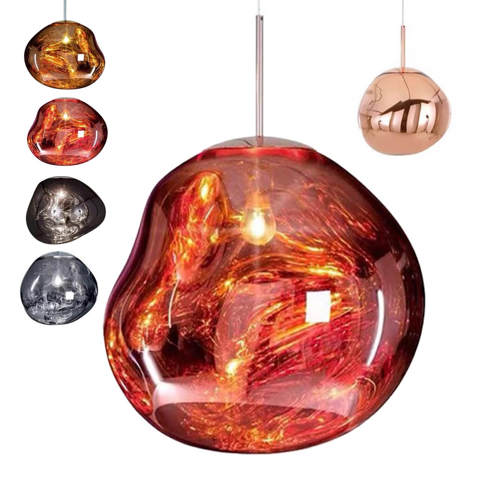 Pendant Light, LED Irregular Glass Design, Modern Lava Ceiling Light with Adjustable Cord for Home and Coffee Shop Decoration