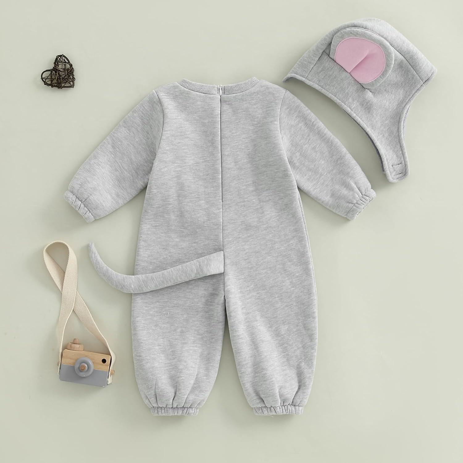 Baby Mouse Costume Boy Girl Long Sleeve Fleece Jumpsuits Romper with Ears Hat Toddler Halloween Outfit - Image 4