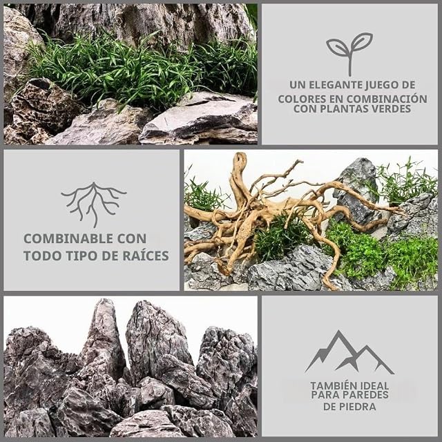 Foto 2 de 4 de AquaOne Piedras para acuario, mini paisaje, piedras naturales Seiryu, 1 pieza, piedra Aquascaping para tanque