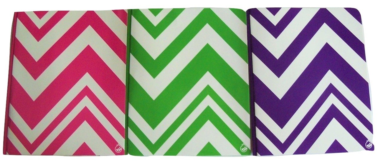 Studio C Carolina Pad 3 Folder Set ~ You Zig It (Pink, Green, Violet; Two Pocket Folders with Prongs)