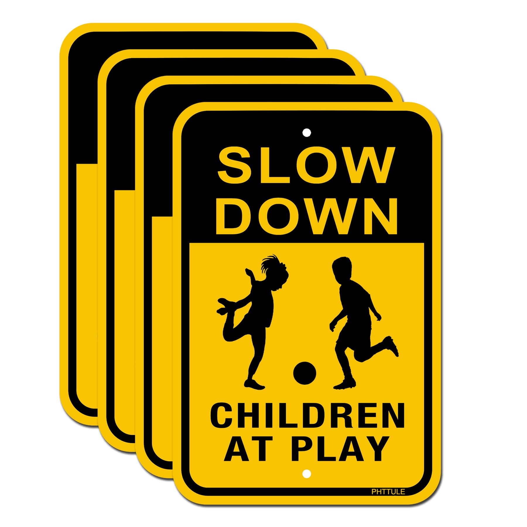 Slow Down Schilder Für Spielende Kinder – 2 Stück Reflektierende Aluminium-Schilder
