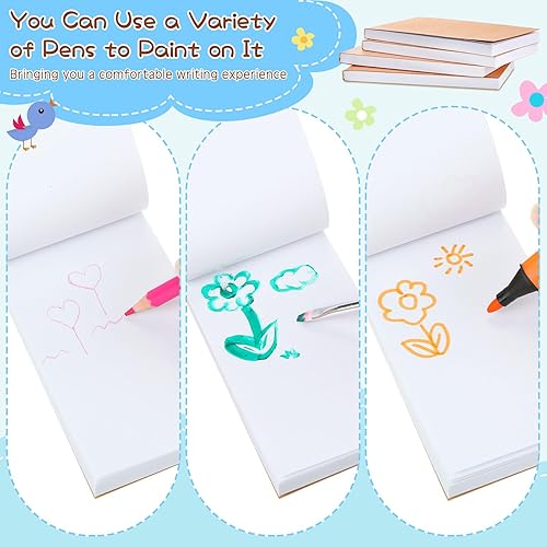 Miniatura 5 de Seajan 50 cuadernos en blanco a granel de 4.5 x 2.5 pulgadas, cuaderno de animación de papel para estudiantes, dibujos, dibujos animados (marrón)