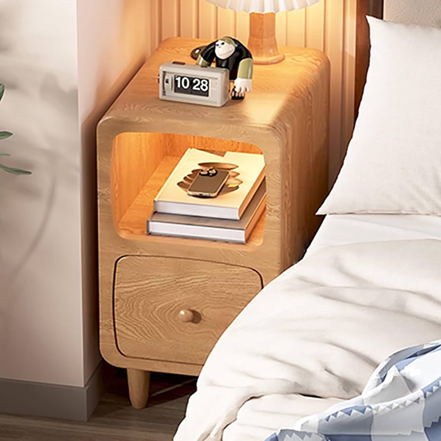 Amazon｜サイドテーブル ベッド横、天板付き 収納付きテーブル