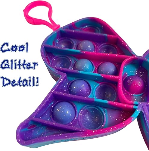 Miniatura 6 de Nickelodeon JoJo Siwa Popper Fidget Toy Pack - Pop Its Bubble Poppers para niños con llaveros, juego de 2, arcoíris y morado