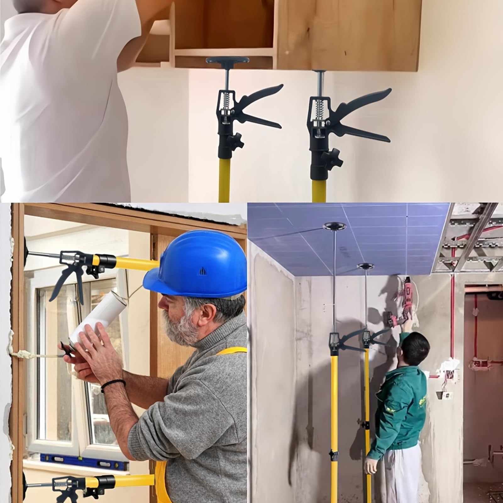 2 Stück Teleskopstütze Zargenspanner, 50-115cm verstellbar, 30kg Tragkraft, Einhandstütze Türspanner, Montagestütze für Schränke, Obermöbel, DIY Heimwerker