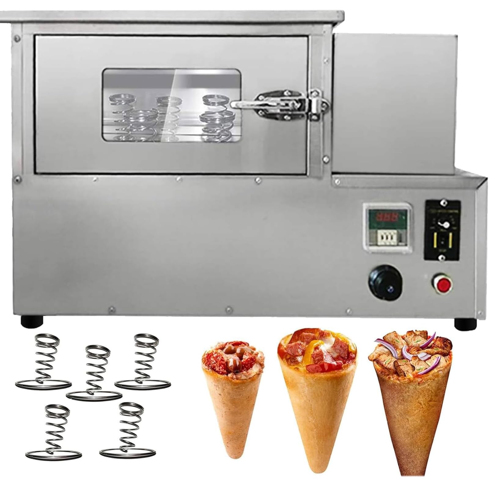 Pizza Cone Oven, Commercial Pizza Cone Making Machine with 12 Non-Stick Hotplates, Rotating Racks, Adjustable Temperature and 360° Heating Evenly
