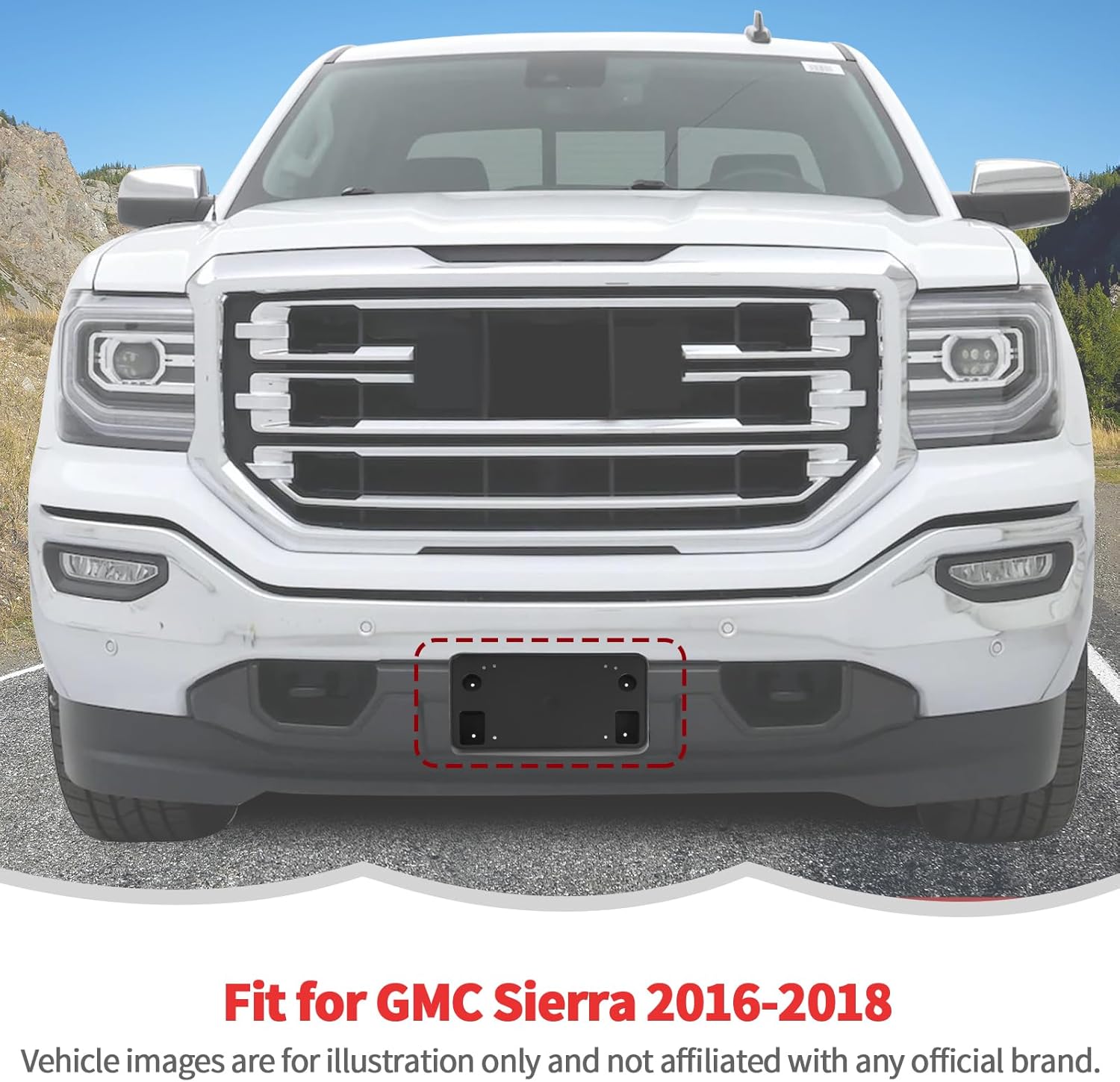 RT-TCZ License Plate Holder Front License Plate Frame Mount Bracket Accessories for GMC Sierra 2016-2018