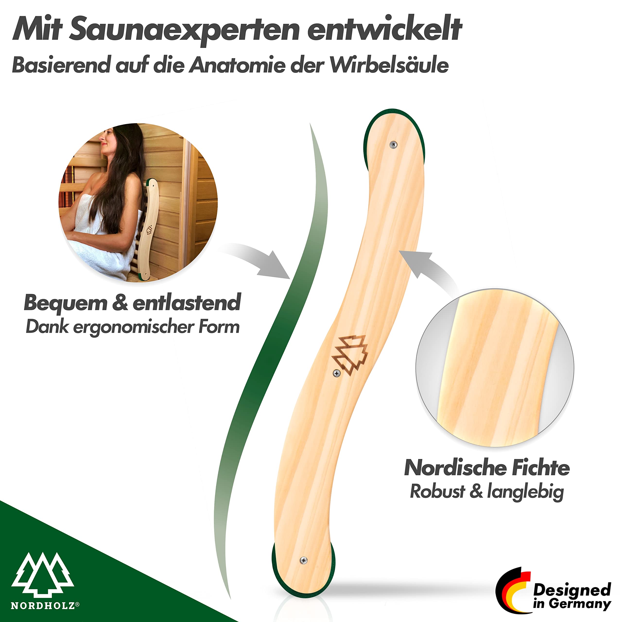 Schienale ergonomico per Sauna in Abete Nordico 100% – Accessorio per Cabina a infrarossi