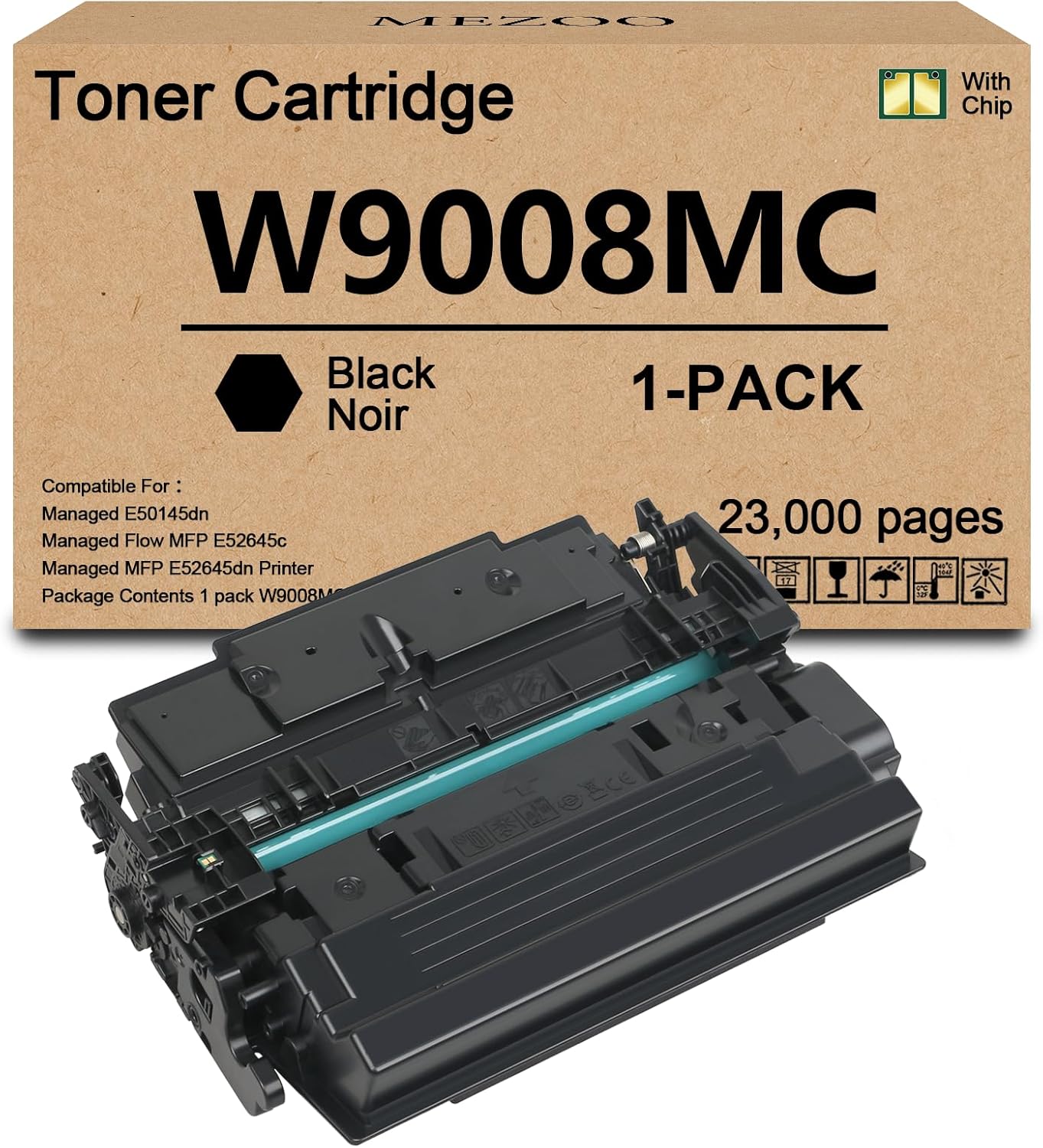 MEZOO W9008 W9008MC Black Toner Cartridge High Yield Compatible with HP W9008MC Toner Cartridge Replacement for HP Managed E50145dn Flow MFP E52645c MFP E52645dn Printer (1-Pack, Black)
