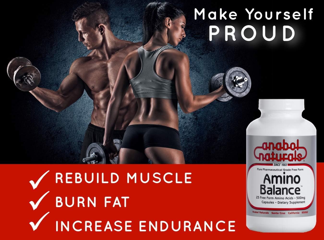 Amino Balance 120 caps, Energy Amino Supplement, Complete 23 Free Form Amino Blend Formula with BCAA’s, 9 Essential Amino Acids, Glutamine, Arginine for Sports Nutrition, Post Workout Muscle Recovery