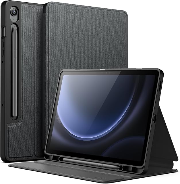JETech Case for Samsung Galaxy Tab S10 Lite / S10 FE / S9 FE 10.9-Inch with S Pen Holder, Slim Folio Stand Protective Tablet Cover, Multi-Angle Viewing (Black)