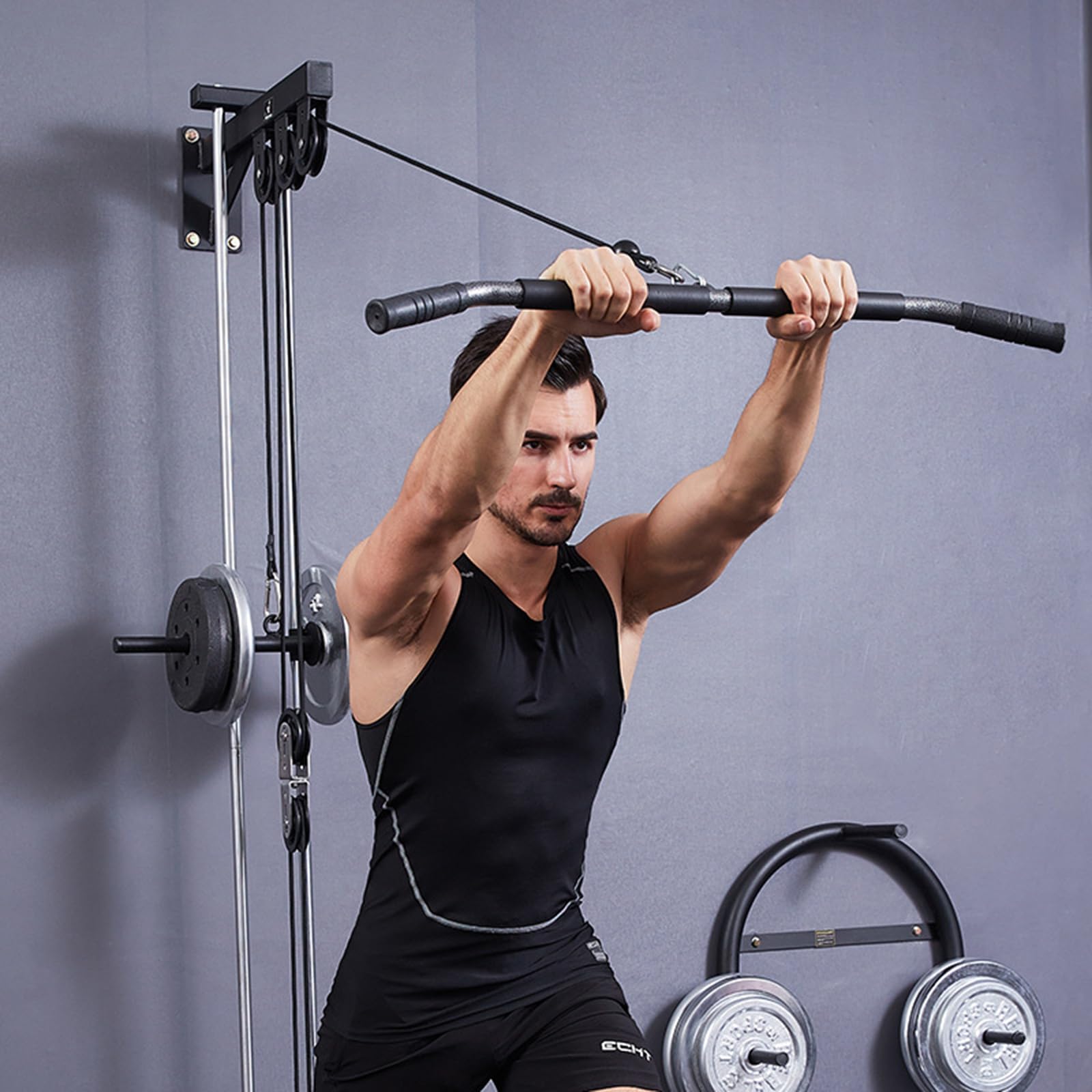 Sistemas de poleas abatibles para el hogar, gimnasio, ejercicio, equipo de gimnasio en casa para cable extraíble, tríceps, bíceps, máquina de entrenamiento de resistencia