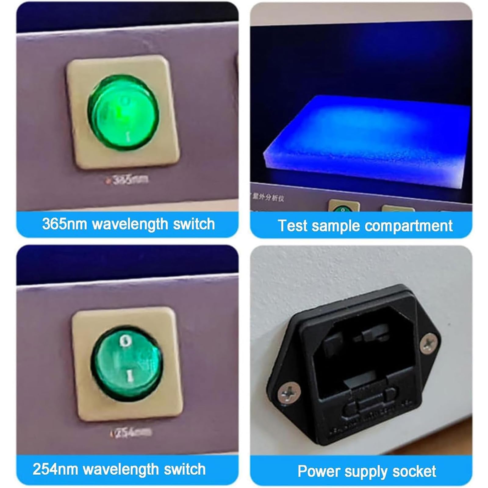 Analizzatore ultravioletto UV, rilevatore di fluorescenza da laboratorio, lunghezza d'onda 254 nm/365 nm, filtro UV 200 x 80 mm per ricerca scientifica, applicazioni chimiche