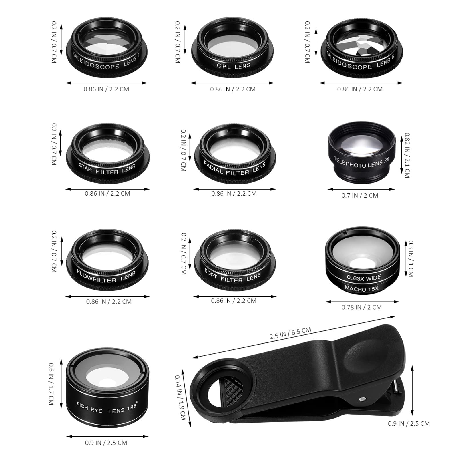 Hemobllo Obiettivo Grandangolare Per Telefono Kit Obiettivi Macro Fisheye e Altri Tipi Compatto e Durevole Per Scatti Fotografici Di Persone Paesaggi e Architettura
