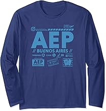Vintage Buenos Aires AEP Airport Code Travel Day Retro Tag Long Sleeve T-Shirt